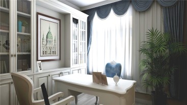 天津工业大学欧式古典书房效果图