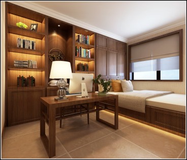 文锦苑小区新中式书房效果图