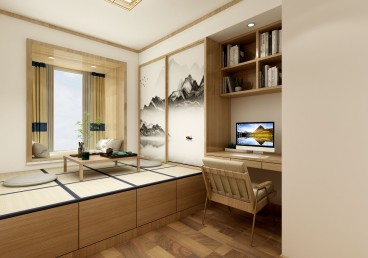 中海尚湖央邸(公交站)现代简约书房效果图