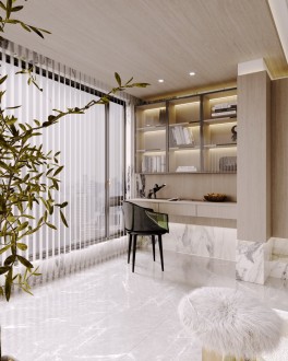 星河丹堤现代轻奢书房效果图