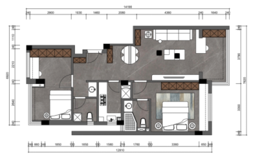 建工丁香里现代简约功能区效果图